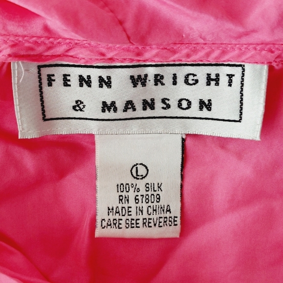 Fenn Wright & Manson Silk Pink Long Sleeve Button Down Front  Ruffle Shirt P3061 - Picture 5 of 6